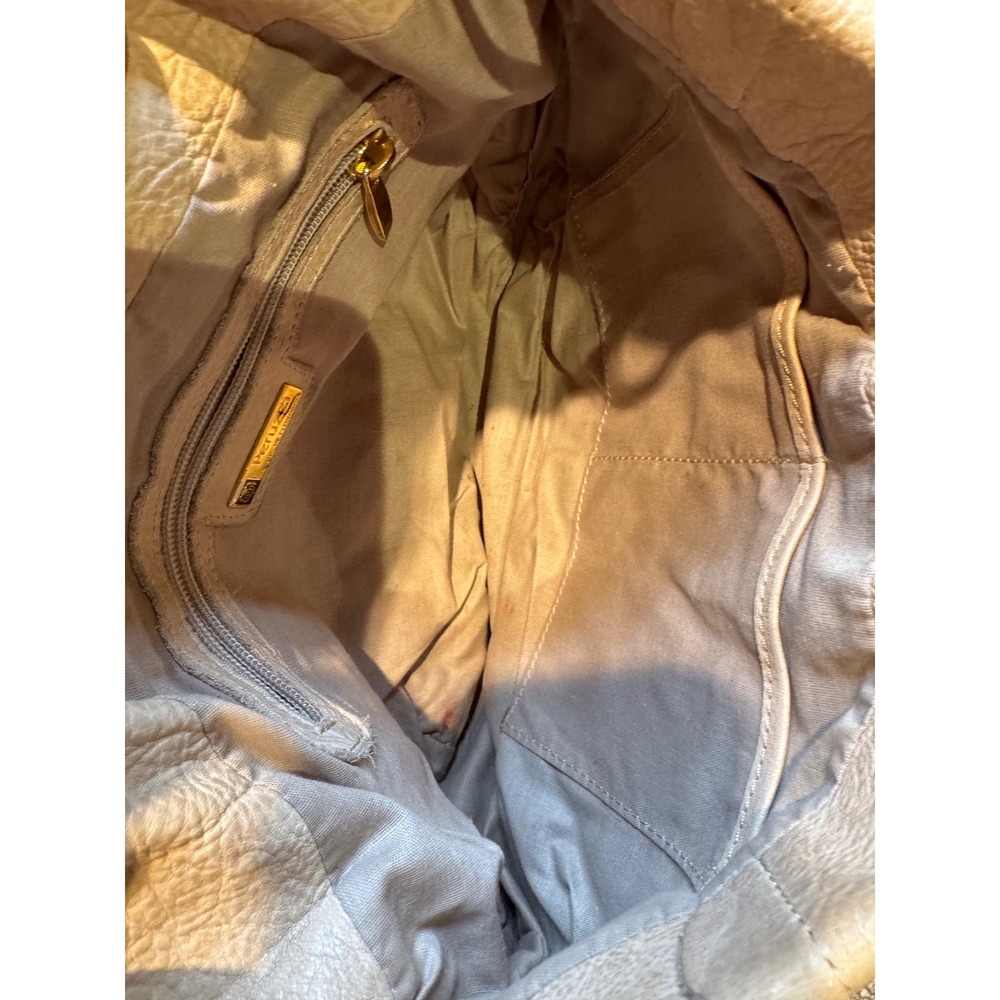 Peruzzi Made in Florence Leather Shoulder Bag Beige Hobo Purse - Picture 3 of 7